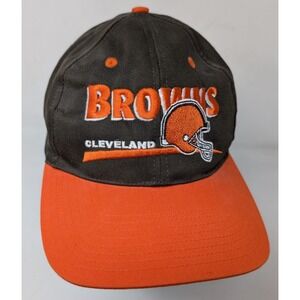 Cleveland Browns Twins Enterprises Snapback Basebal Hat Cap Brown Orange VTG 90s